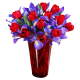 Red Tulips and Blue Iris