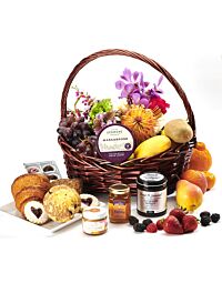 Breakfast Fruits , flowers and pastries