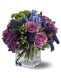 Blue and Lavender Flower arrangement