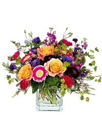 Denver wildflower-style flower cube arrangement