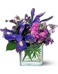 Blue Cube flower arrangement