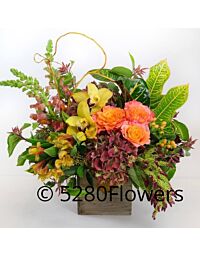 Local wildflower arrangement with roses and Hydrangea