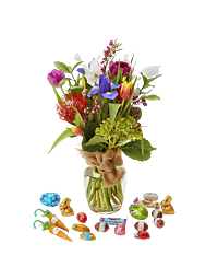 Easter market arrangement with Easter chocolate Denver Delivery