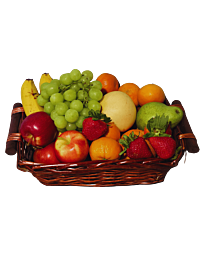 Organic seasonal fruit basket. 