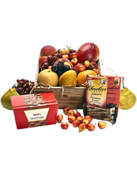 Fresh Summer  Fruit and  local  Chocolate basket , organic is available 
