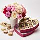 Garden roses with Chocolate heart and Macaron