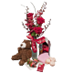 Red rose budvase with Red Orchids , chocolate basket and a bear.