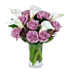 Calla and lavender rose arrangement