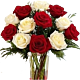 Christmas red and white rose arrangement
