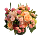 Coral, Pinks and peaches make for a wonderful combination. Arrangement subject to seasonal influences. 