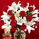 Valentine Red Roses White Lillies