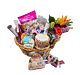 Celebration Extravaganza Birthday Basket with cookies, cake, chocolates, and festive items
