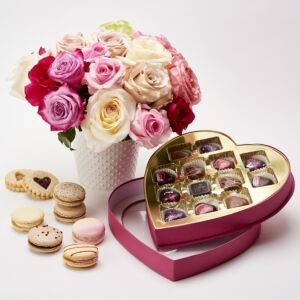Garden Roses and Chocolate with macarons