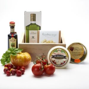 Burrata Gourmet Gift Basket with 5 year Balsamic and High end olive oil