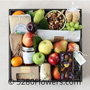 Local Cheese Fruit , and accompaniments gift crate