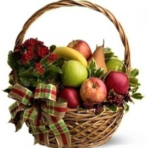 Christmas Decorated Fruit and plant Basket