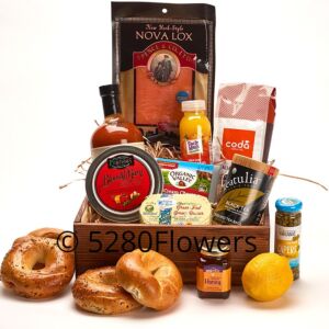 Smoked salmon breakfast baskets with Local Products
