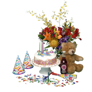 Happy Birthday Bash, Flowers, Beverage, Pastry and Balloons