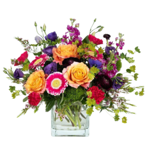 Denver wildflower-style flower cube arrangement