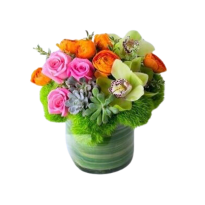 Ranunculus, succulents and Roses