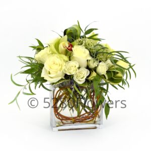 White Roses and Green Cymbidiums