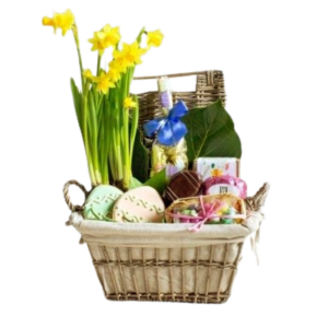 Classic Spring Easter Basket with plant