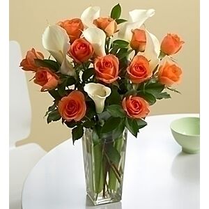 Calla and Orange roses