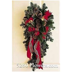 Decorated Christmas Door Swag