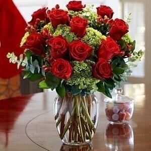 Valentine Red Roses and Hydrangea