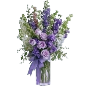 Blue and lavender flower arrangement for Denver Delivery