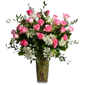 Valentine long Stem Pink Rose Arrangement