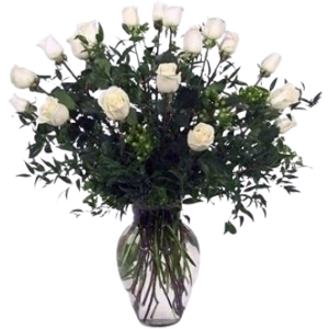 Valentine Longstem Super White Rose arrangment