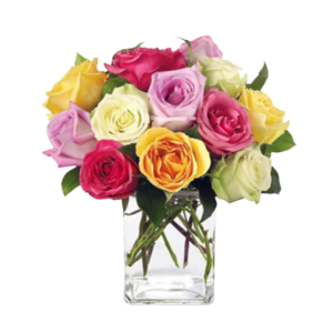 Rainbow rose arrangement French Pave Style