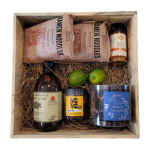 Ramen Gift Crate with Some Colorado Products and Proffesional Ramen Broth