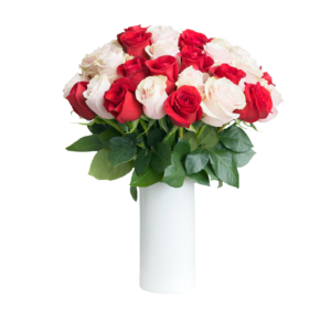 Red and White rose arrangement