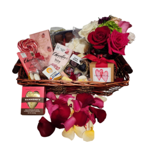 Complete Valentine Roses, Chocolate and Rose petals Large