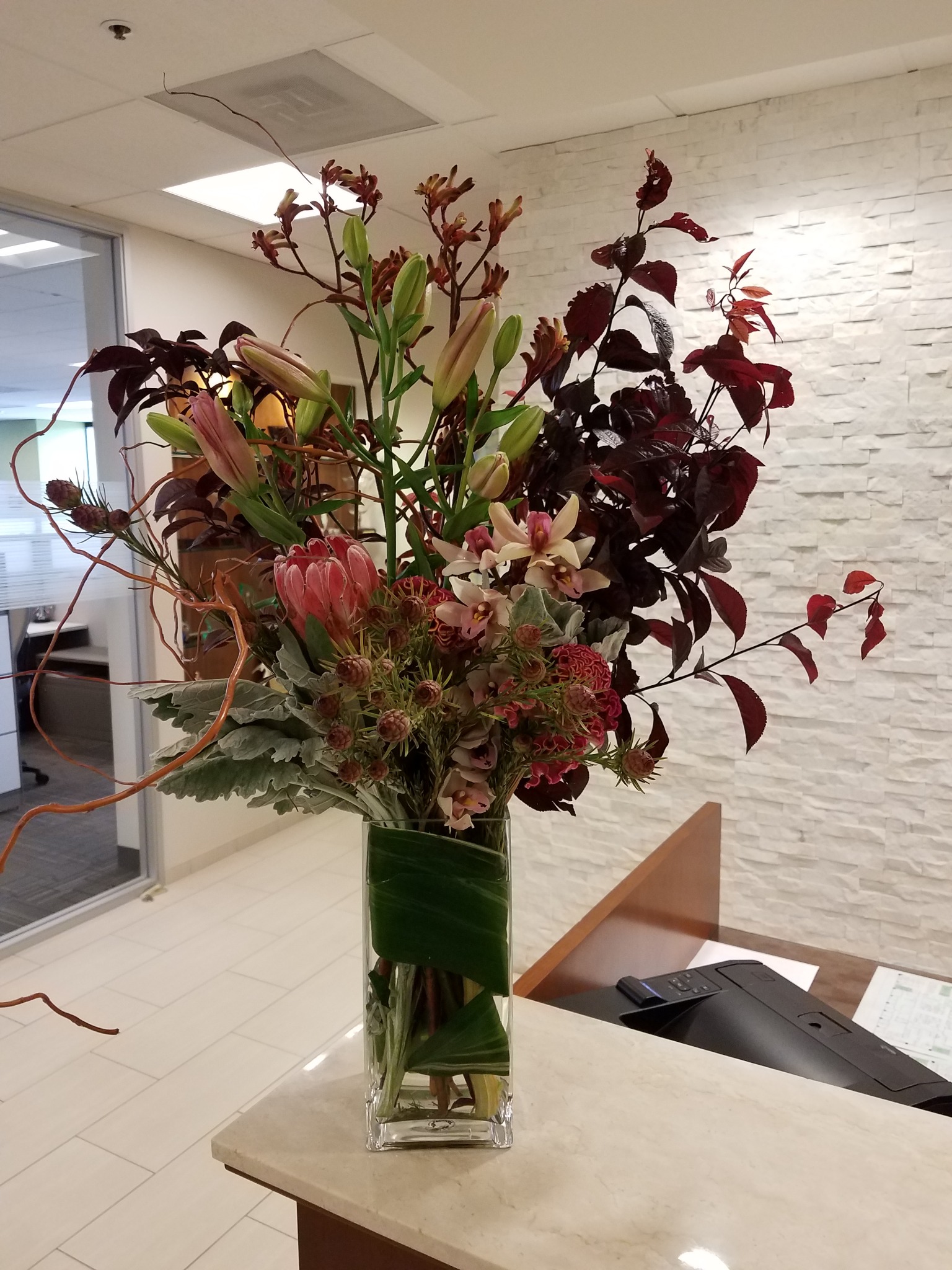 Executive office flower arrangement for a Denver business