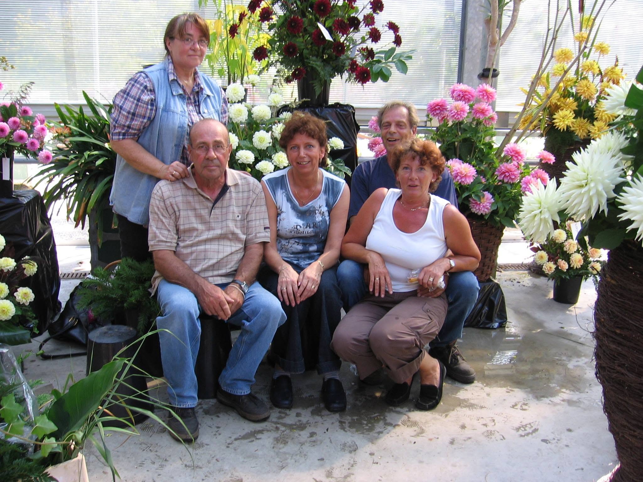 Nicolaas and Susanna Kops with other attendees at a dahlia exhibition in Holland